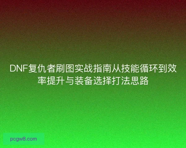 DNF复仇者刷图实战指南从技能循环到效率提升与装备选择打法思路
